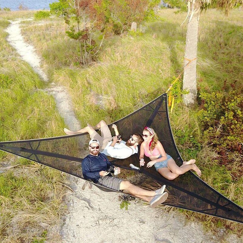 Cheap Goat Tents 2.8M*2.8M*2.8M Portable Triangle Hammock Outdoor Aerial Triangle Hammock Portable Aerial Camping Camping Aerial Mesh Hammock   